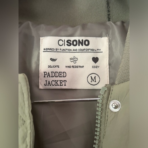 NWOT CISONO Quilted Bomber Sage Green Puffer Jack Womens Medium - Picture 7 of 10
